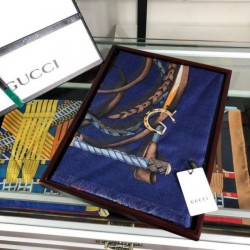 Replica Gucci Wool Silk Scarf 100 x 200 Blue