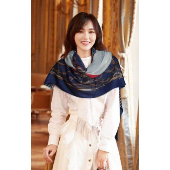 Replica Gucci Wool Silk Scarf 100 x 200 Blue
