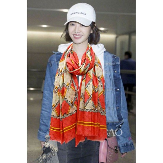 Replica Gucci Classic GG wool Jacquard Scarf 100 x 200 Orange