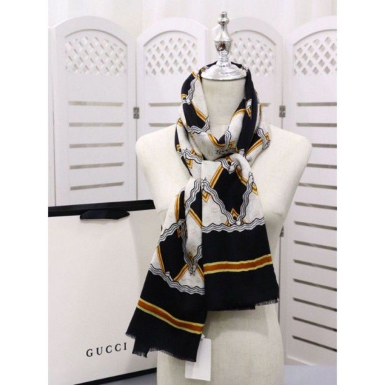 Replica Gucci Classic GG wool Jacquard Scarf 100 x 200 Black