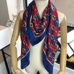 Replica Gucci GG Silk Scarf 140 x 140 Blue