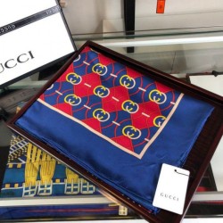 Replica Gucci GG Silk Scarf 140 x 140 Blue
