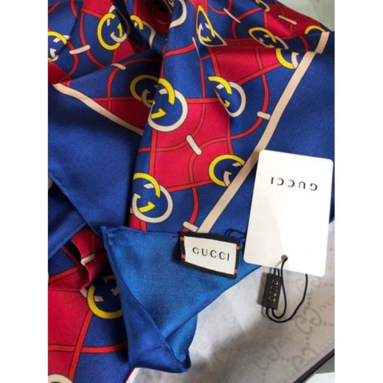 Replica Gucci GG Silk Scarf 140 x 140 Blue