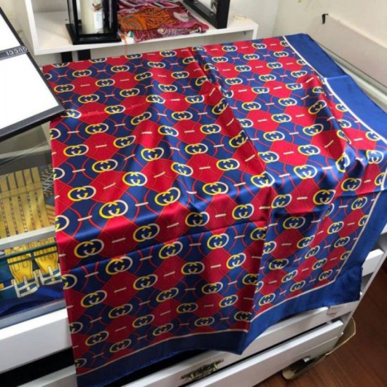 Replica Gucci GG Silk Scarf 140 x 140 Blue