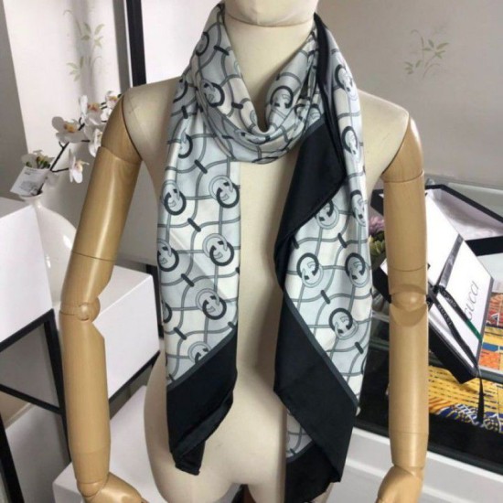 Replica Gucci GG Silk Scarf 140 x 140 Black