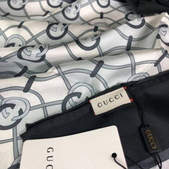 Replica Gucci GG Silk Scarf 140 x 140 Black