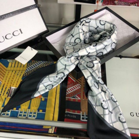 Replica Gucci GG Silk Scarf 140 x 140 Black