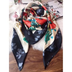 Replica Gucci GG Silk Scarf 140 x 140 Black