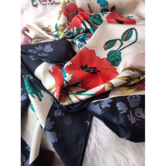 Replica Gucci GG Silk Scarf 140 x 140 Black