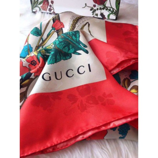 Fake Gucci GG Silk Scarf 140 x 140 Red Replica