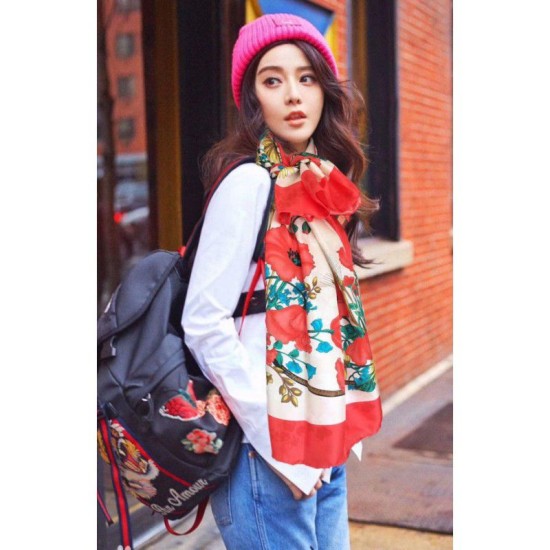Fake Gucci GG Silk Scarf 140 x 140 Red Replica