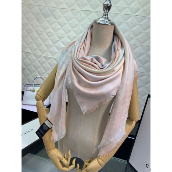 Fake Gucci GG Jacquard Wool Shawl 130 x 130 Pink Replica