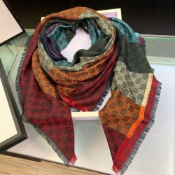 Replica Gucci GG Jacquard Wool Shawl 130 x 130 Red