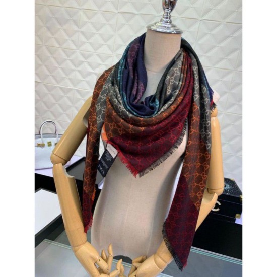 Replica Gucci GG Jacquard Wool Shawl 130 x 130 Red