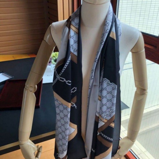 Fake Gucci Long Silk scarf with Flora Print 70 x 180cm Replica