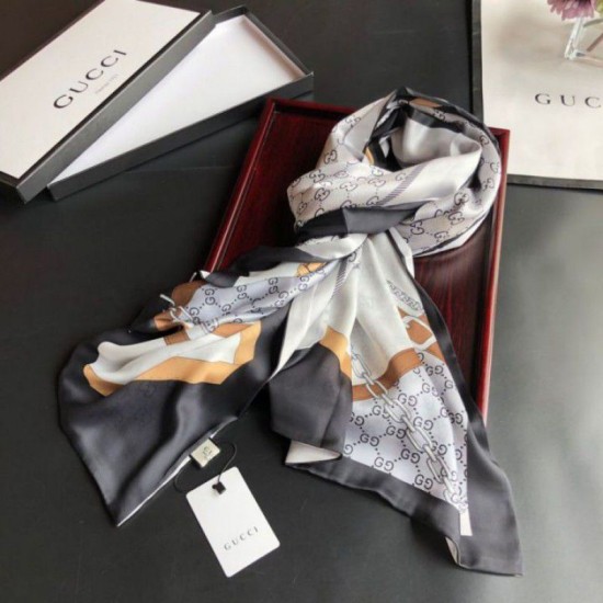 Fake Gucci Long Silk scarf with Flora Print 70 x 180cm Replica