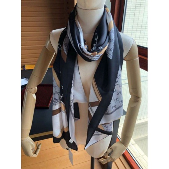 Fake Gucci Long Silk scarf with Flora Print 70 x 180cm Replica