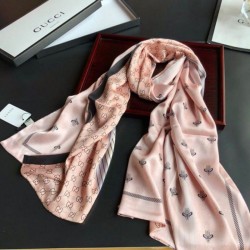 Replica Gucci Long Silk scarf with Bee Print 70 x 180cm Apricot