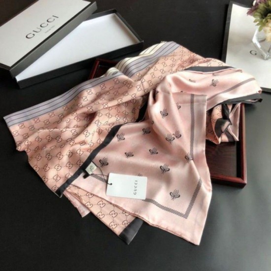 Replica Gucci Long Silk scarf with Bee Print 70 x 180cm Apricot