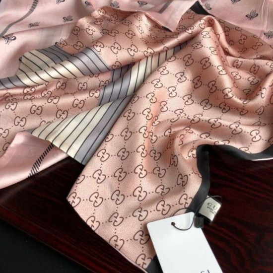 Replica Gucci Long Silk scarf with Bee Print 70 x 180cm Apricot