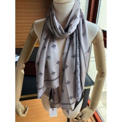 Replica Gucci Long Silk scarf with Bee Print 70 x 180cm Gray