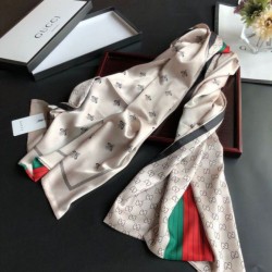 Fake Gucci Long Silk scarf with Bee Print 70 x 180cm Red Replica