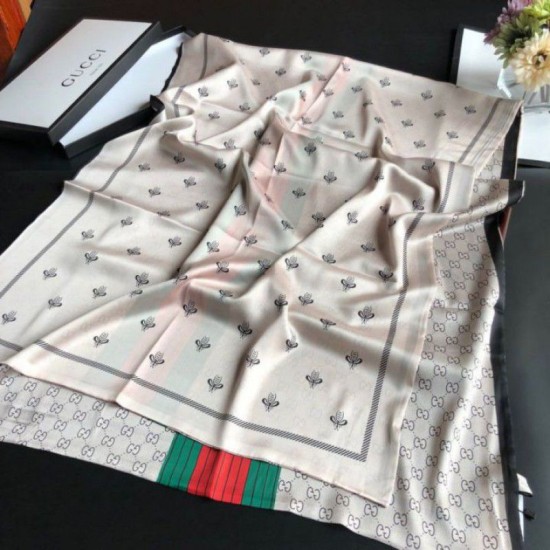 Fake Gucci Long Silk scarf with Bee Print 70 x 180cm Red Replica