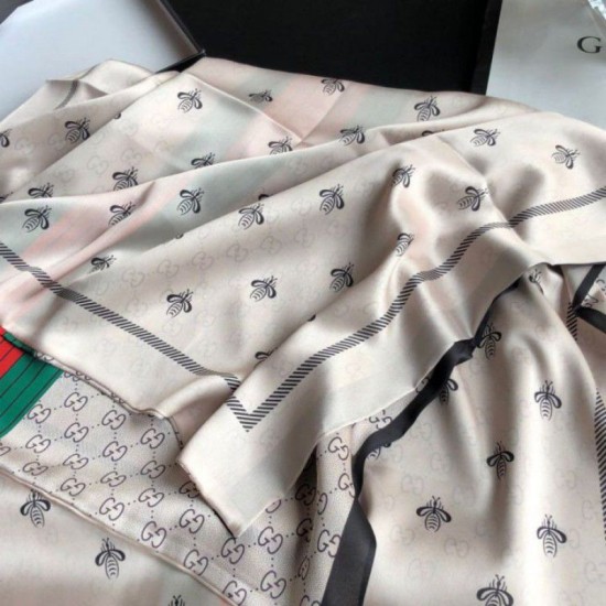 Fake Gucci Long Silk scarf with Bee Print 70 x 180cm Red Replica