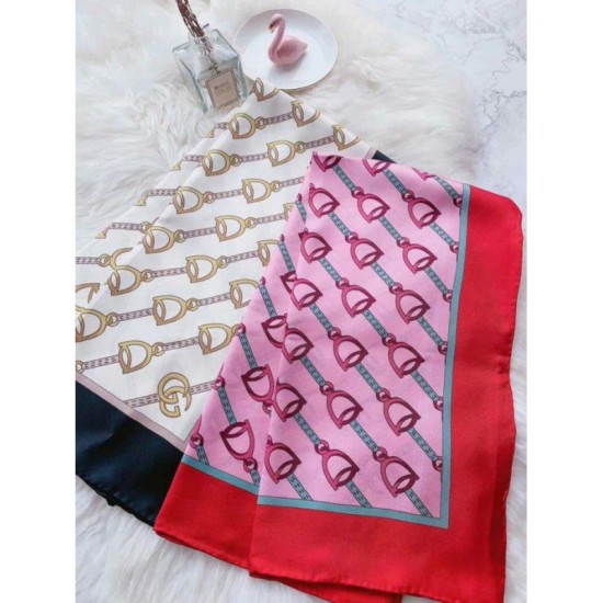 Fake Gucci Scarf With Stirrups Print 90 x 90 Black Replica