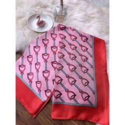 Fake Gucci Scarf With Stirrups Print 90 x 90 Black Replica