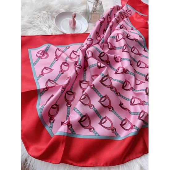 Fake Gucci Scarf With Stirrups Print 90 x 90 Black Replica