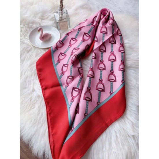 Fake Gucci Scarf With Stirrups Print 90 x 90 Black Replica
