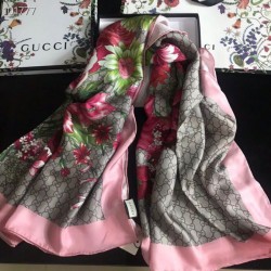 Replica Gucci GG Bouquets Print Silk Scarf 140 x 140 Red