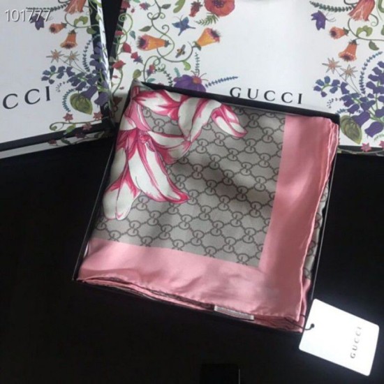 Replica Gucci GG Bouquets Print Silk Scarf 140 x 140 Red