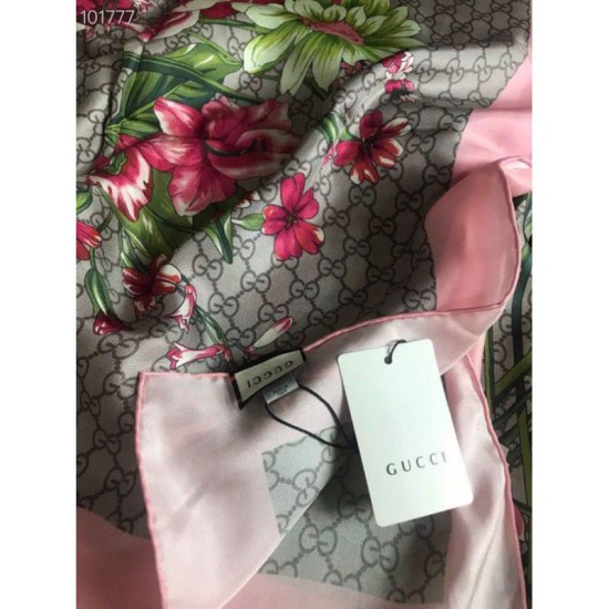 Replica Gucci GG Bouquets Print Silk Scarf 140 x 140 Red