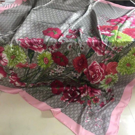Replica Gucci GG Bouquets Print Silk Scarf 140 x 140 Red