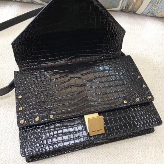 Fake YSL Saint Laurent Margaux Satchel Crocodile Embossed Black Replica Fake YSL Saint Laurent Margaux Satchel Crocodile Embossed Black Replica