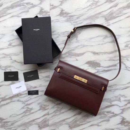 Replica YSL Saint Laurent Manhattan Baguette Top Handle Bag Brown