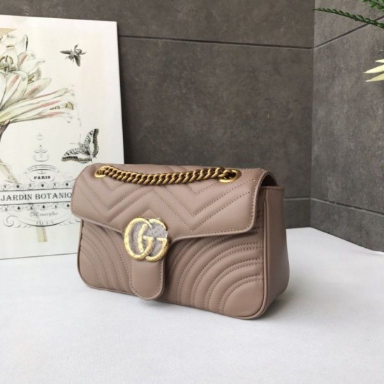 Fake Gucci GG Marmont Matelasse Mini Bag 443497 Light Coffee Replica Fake Gucci GG Marmont Matelasse Mini Bag 443497 Light Coffee Replica