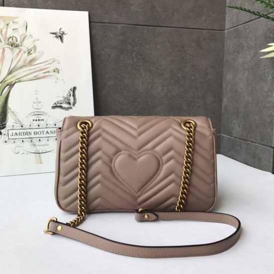 Fake Gucci GG Marmont Matelasse Mini Bag 443497 Light Coffee Replica Fake Gucci GG Marmont Matelasse Mini Bag 443497 Light Coffee Replica