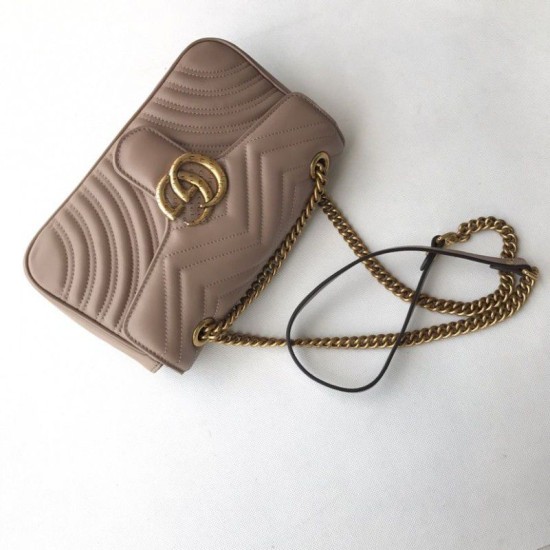 Fake Gucci GG Marmont Matelasse Mini Bag 443497 Light Coffee Replica Fake Gucci GG Marmont Matelasse Mini Bag 443497 Light Coffee Replica