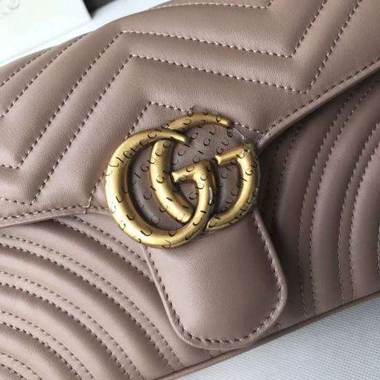 Fake Gucci GG Marmont Matelasse Mini Bag 443497 Light Coffee Replica Fake Gucci GG Marmont Matelasse Mini Bag 443497 Light Coffee Replica