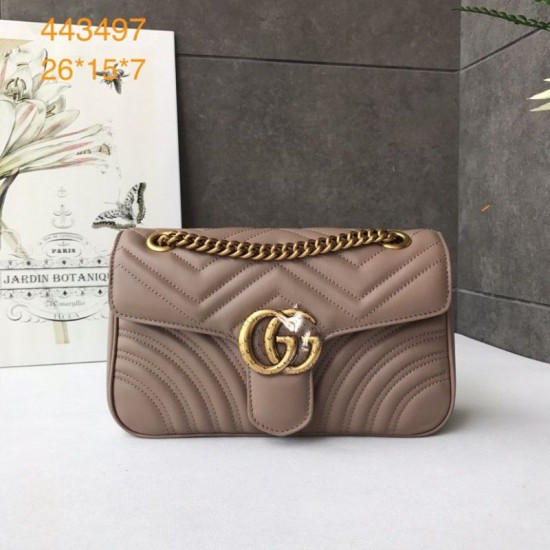 Fake Gucci GG Marmont Matelasse Mini Bag 443497 Light Coffee Replica Fake Gucci GG Marmont Matelasse Mini Bag 443497 Light Coffee Replica