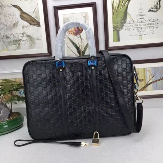 Replica Gucci Black ssima Briefcase Document Tote Bag 201480