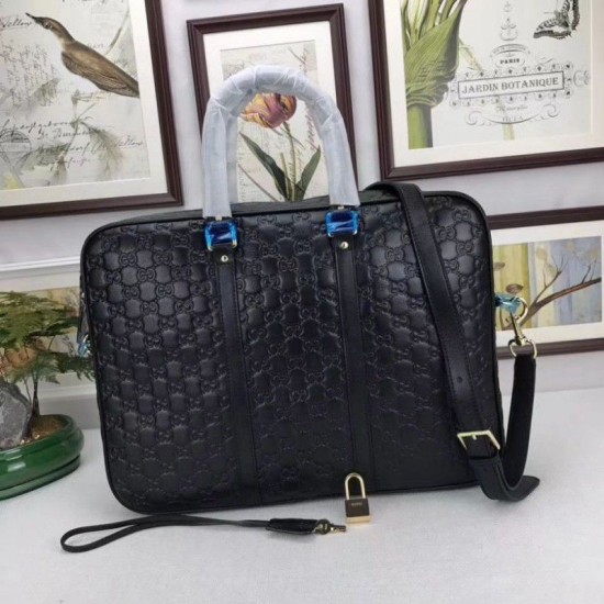 Replica Gucci Black ssima Briefcase Document Tote Bag 201480