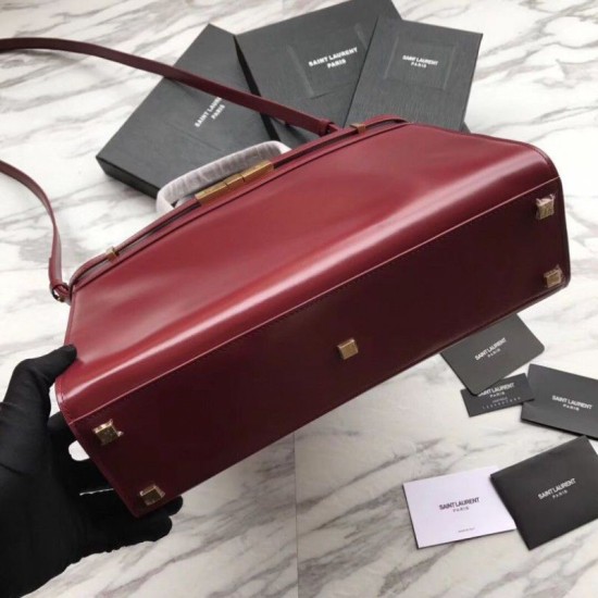 Replica YSL Saint Laurent Small Manhattan Top Handle Bag Red