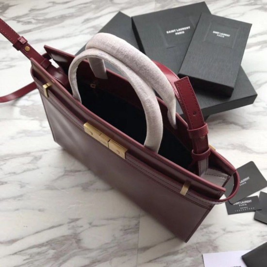 Replica YSL Saint Laurent Small Manhattan Top Handle Bag Red