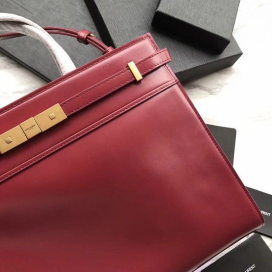 Replica YSL Saint Laurent Small Manhattan Top Handle Bag Red