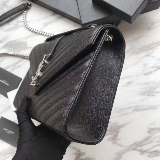 Replica YSL Saint Laurent Envelope Small Bag Grain Embossed Silver Hardware Fake YSL Saint Laurent Envelope Small Bag Grain Embossed Silver Hardware Replica