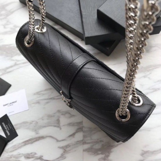 Replica YSL Saint Laurent Envelope Small Bag Grain Embossed Silver Hardware Fake YSL Saint Laurent Envelope Small Bag Grain Embossed Silver Hardware Replica
